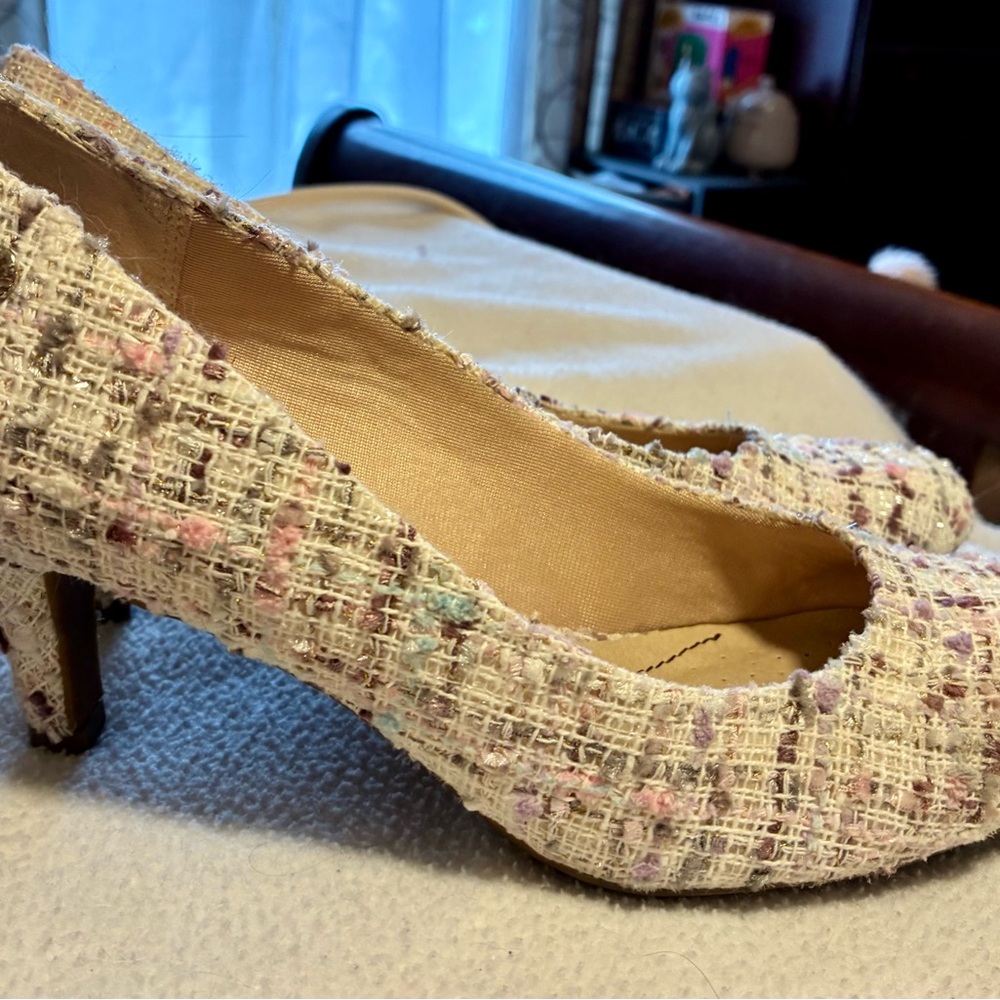 Life Stride Boucle Tweed “Parigi” Pastel Heels White Cream Multi EUC 8 Spring - Picture 2 of 7